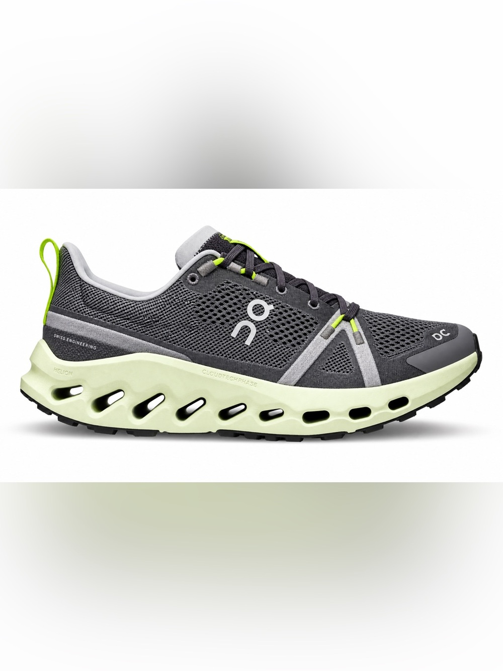 On Cloudsurfer Trail Men’s 11.5 Gray Lime Running Trail Shoes Sneakers NIB
